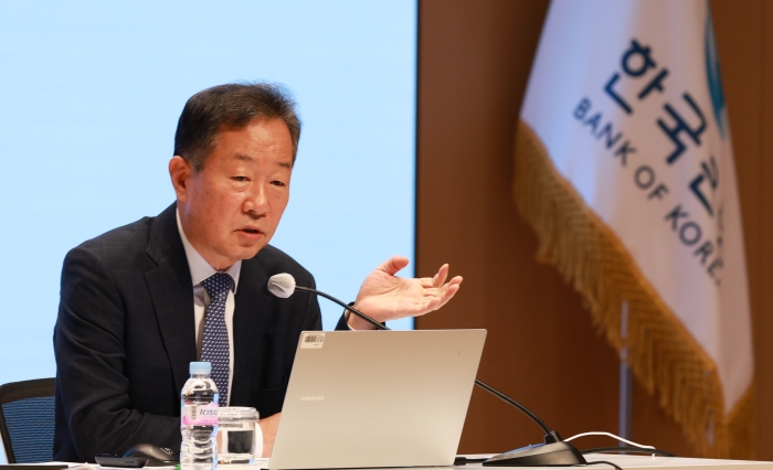 황건일 한국은행 금융통화위원이 23일 오전 한국은행 본부에서 개최된 기자간담회에서 발언하고 있다. (사진= 한국은행)