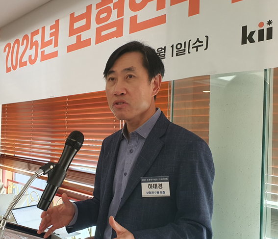 하태경 보험연수원장이 1일 서울 여의도에서 취임 1주년 기자간담회를 하고 있다. 사진=김명재 기자