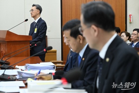 국감 질의 답변하는 고정욱 롯데지주 사장