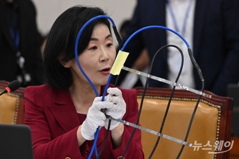 고속도로 열선 부실 문제 질의하는 김희정 국민의힘 의원