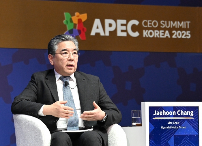 장재훈 현대차그룹 부회장이 APEC CEO 서밋 수소 세션에서 발언을 하는 모습. 사진=현대차 제공