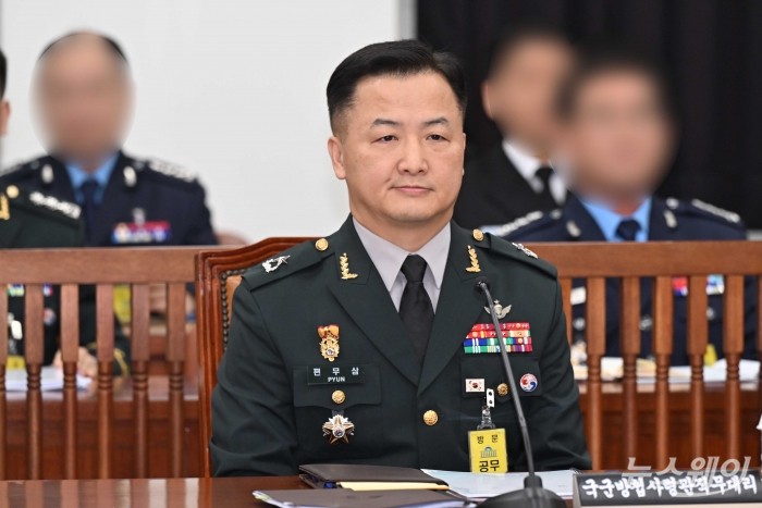 편무삼 국군방첩사령관 직무대리가 5일 오후 서울 여의도 국회 정보위원회에서 열린 국군방첩사령부에 대한 2025년도 국정감사에 출석해 자리하고 있다. 사진=강민석 기자 kms@newsway.co.kr