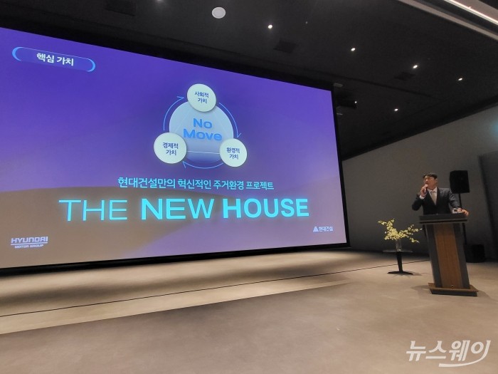 이형덕 현대건설 리뉴얼신사업 팀장이 서울 강남구 디에이치 갤러리에서 주거개선 신사업 '더 뉴 하우스(THE NEW HOUSE)에 대해 설명하고 있다. 사진=이재성 기자