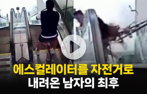 에스컬레이터를 자전거로 내려온 남자의 최후