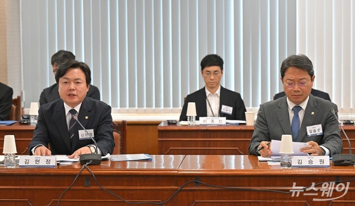 국회 정무위원회 소속 김현정 더불어민주당 의원이 13일 서울 영등포구 여의도 금융감독원에서 열린 '금융소비자보호 중심의 금융감독 전환을 위한 금융소비자보호 토론회: 금융투자상품 설계·판매 단계의 소비자보호 실효성 강화 방안'에서 발언하고 있다. 사진=이수길 기자 Leo2004@newsway.co.kr