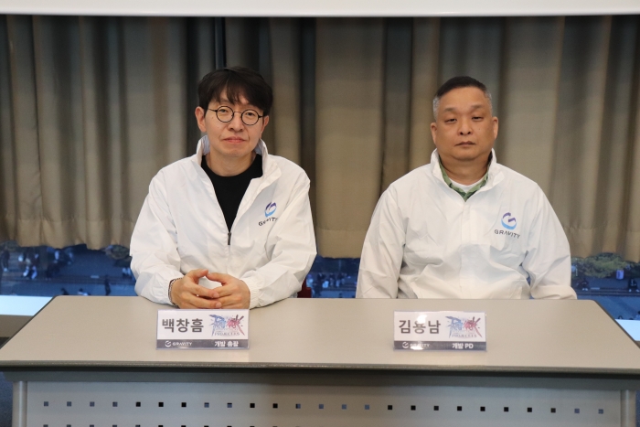 라그나로크 온라인 프로젝트 1.5 (가칭)의 김용남 개발 PD, 백창흠 개발 총괄. 사진=그라비티