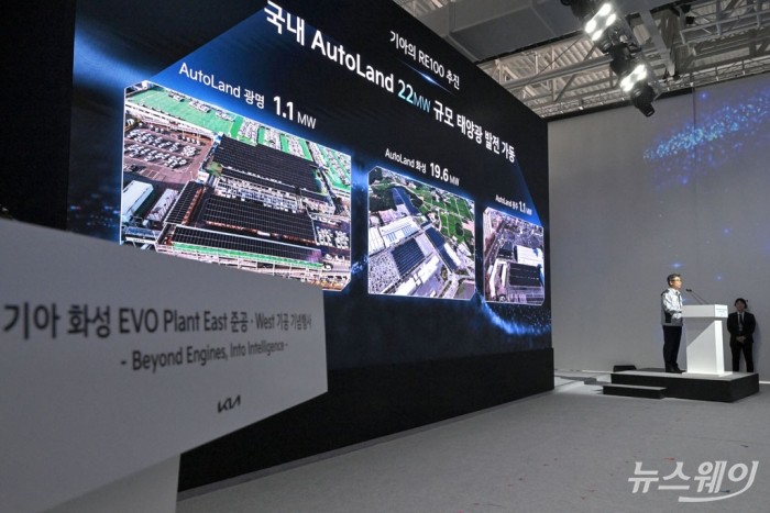 송호성 기아 사장이 14일 오전 경기도 화성에서 열린 기아 화성 EVO 플랜트 East준공식 및 West기공식에서 기아 PBV 전략 발표를 하고 있다. 사진=이수길 기자 Leo2004@newsway.co.kr