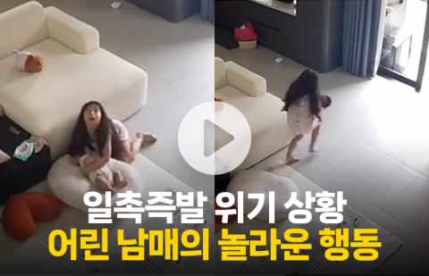 일촉즉발 위기 상황···어린 남매의 놀라운 행동