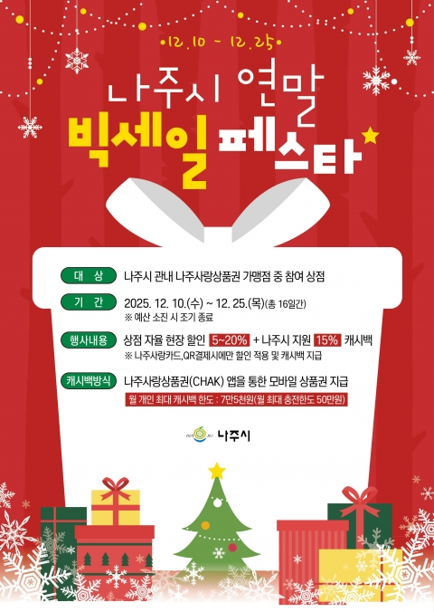 나주시, 대규모 소비 축제 '연말 빅세일페스타' 연다