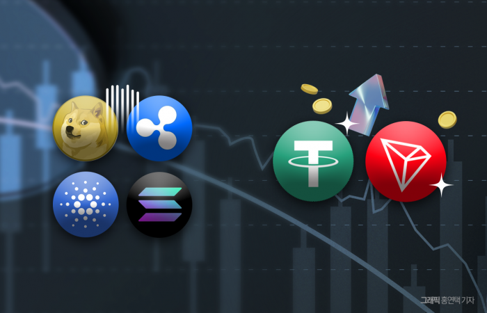 '비트코인 하락장'에 글로벌 시가총액 탑10 재편...트론 약진·리플 후퇴 기사의 사진