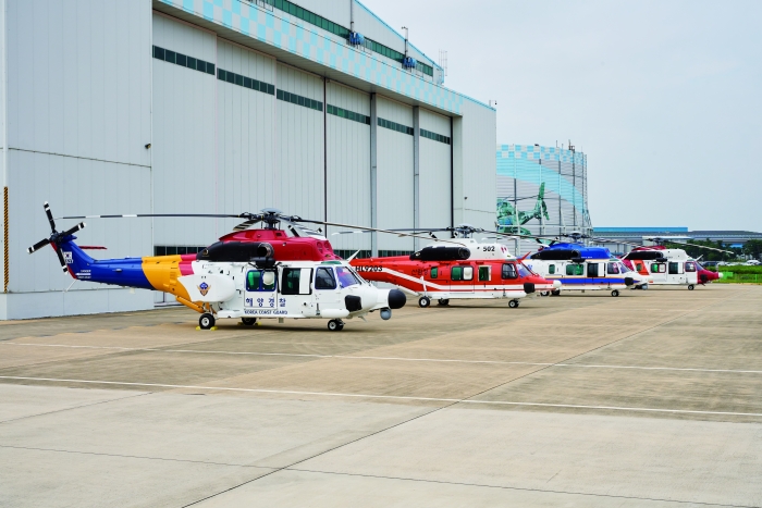 수리온 다목적 관용헬기 (앞 순서대로 해경·산림·경찰·소방 헬기)/사진=KAI 제공