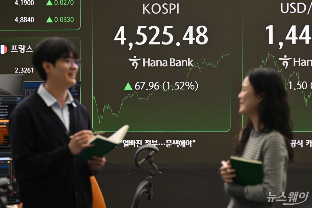 국내 증시 역대급 상승···사상 첫 코스피 4500 '최고가 경신'