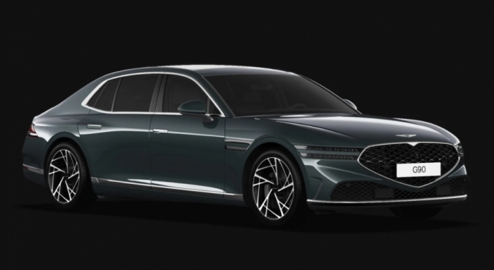 '한라산 그린' 색상이 적용된 제네시스 G90. 사진=현대차 제공