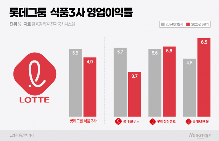 웰푸드 '하락'·칠성 '정체'···롯데 식품사 수익성 재편 압박 기사의 사진