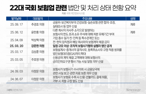 업권별 입법 성과 온도차···보험은 0건, 대부업은 절반