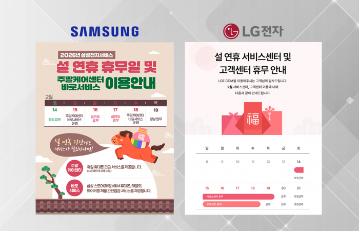 설 연휴 가전 고장 나도 OK···삼성·LG 서비스센터 운영 일정은? 기사의 사진