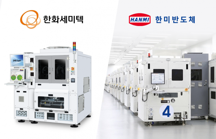 전 세계 고대역폭메모리(HBM) 수요가 급증하는 가운데, TC(열압착) 본더 사업을 영위하는 한미반도체 한화세미텍의 안방싸움이 본격화되고 있다. 그래픽=홍연택 기자