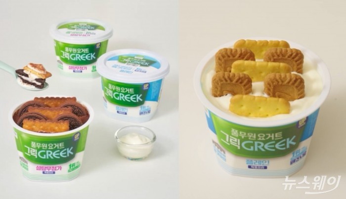 SNS에서 '요거트 치즈케이크'의 필수재료로 떠오른 풀무원다논 '풀무원요거트 그릭' 이미지. 사진제공=풀무원.