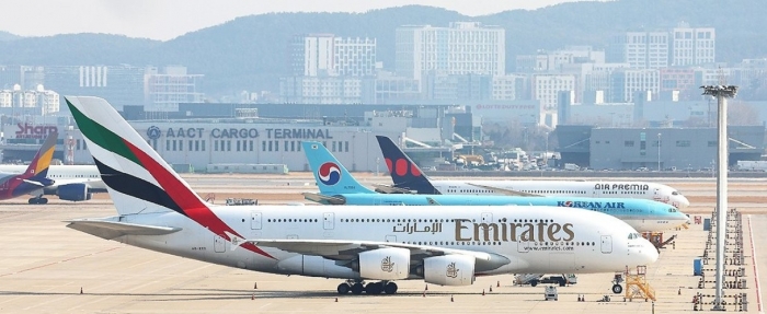 중동 사태로 발 묶인 여객기. 사진=연합뉴스