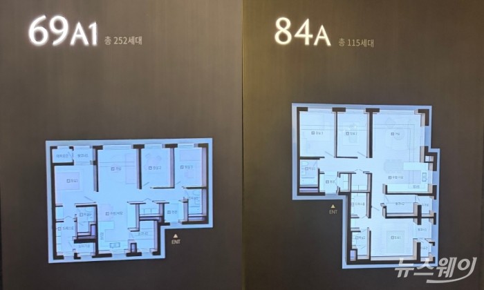 대우건설 '운서역 푸르지오 더 스카이 2차' 타입별 평면도. 사진=박상훈 기자