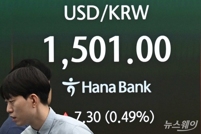 외환시장에서 원·달러 환율이 1500원대에서 거래를 시작한 16일 오전 서울 중구 하나인피니티서울 현황판에 원·달러 환율이 표시돼 있다. 환율이 주간 거래 기준으로 장중 1500원을 돌파한 것은 금융위기 시기였던 지난 2009년 3월 12일 이후 처음이다. 사진=강민석 기자 kms@newsway.co.kr