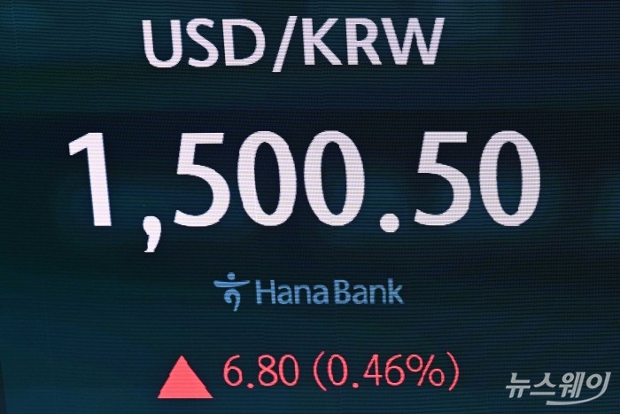 외환시장에서 원·달러 환율이 1500원대에서 거래를 시작한 16일 오전 서울 중구 하나인피니티서울 현황판에 원·달러 환율이 표시돼 있다. 환율이 주간 거래 기준으로 장중 1500원을 돌파한 것은 금융위기 시기였던 지난 2009년 3월 12일 이후 처음이다. 사진=강민석 기자 kms@newsway.co.kr