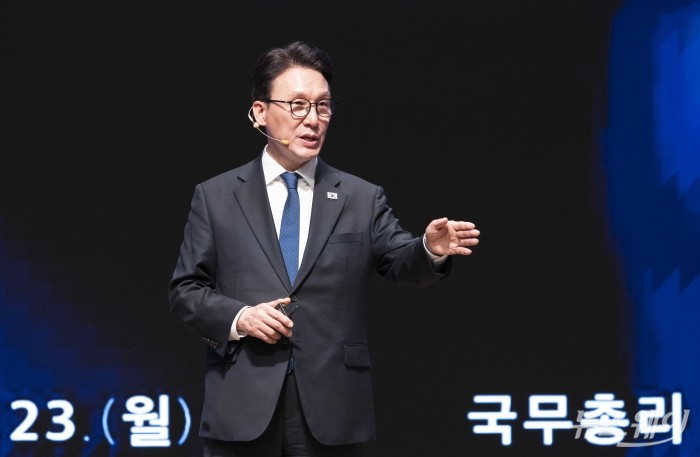 김민석 국무총리가 23일 오후 서울 중구 대한상공회의소에서 열린 K-국정설명회에서 특별강연을 하고 있다. 사진=강민석 기자 kms@newsway.co.kr