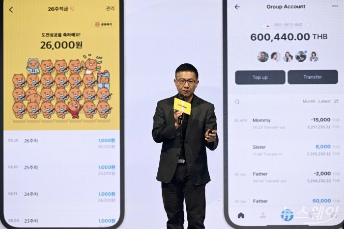 뿐나맛 위찟끌루왕싸(Punnamas Vichitkulwongsa) 뱅크X CEO가 8일 오전 서울 여의도 페어몬트 앰배서더에서 열린 2026 카카오뱅크 Press Talk에서 '태국 가상은행 준비 현황 및 계획'을 주제로 발표하고 있다. 사진=강민석 기자 kms@newsway.co.kr