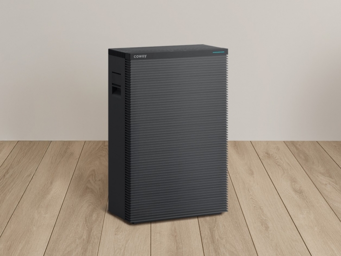 코웨이 스퀘어핏 공기청정기 50m_페블그레이 모습. 사진=코웨이 제공