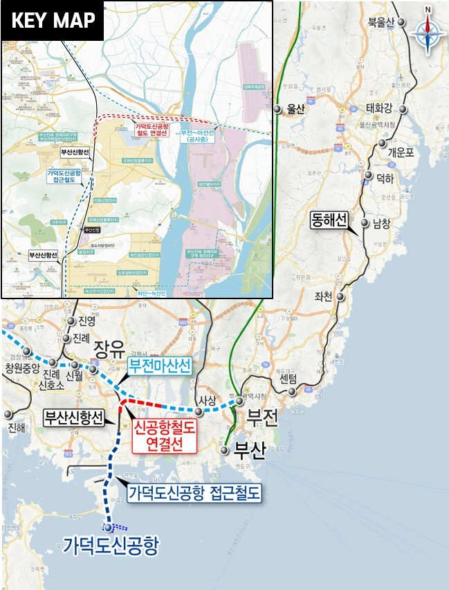 가덕도신공항철도 연결선사업 사업개요 및 위치도. 사진=부산시 제공