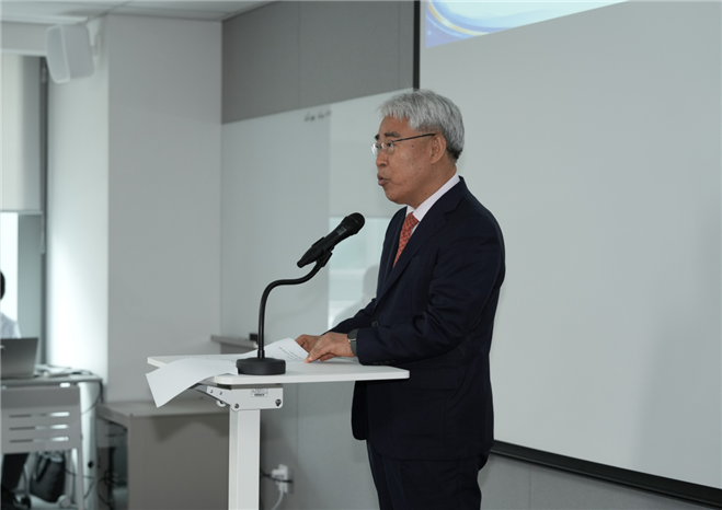 김기환 화재보험협회 이사장이 22일 화재보험협회 이사장 취임식에서 취임사를 하고 있다 사진=화재보험협회