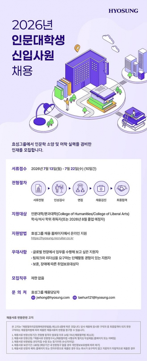 효성, 창립 첫 '인문계 전용' 공채···글로벌 소통 인재 확보전