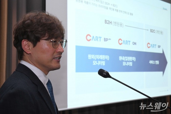 기업설명회서 발표하는 이병환 스카이랩스 대표. 사진=강민석 기자