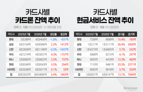 카드론 막자 현금서비스로 몰렸다···전년 대비 7600억 폭증