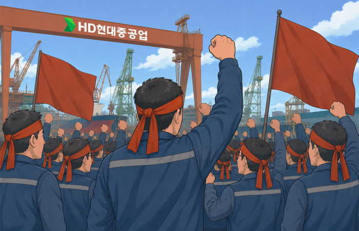 HD현대중공업 노조, 파업권 확보···'영업익 30%' 성과급 쟁점