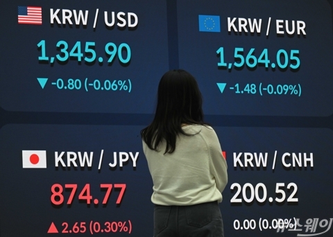 1340원대로 하락한 원달러 환율